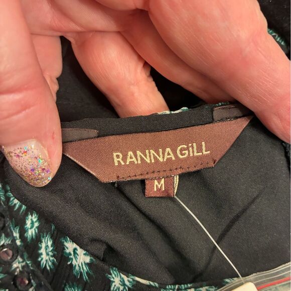 NWT ANTHROPOLOGIE RANNA GILL Fluttered Tunic Dress Ruffle Sleeves Blue Green Med - Picture 11 of 13